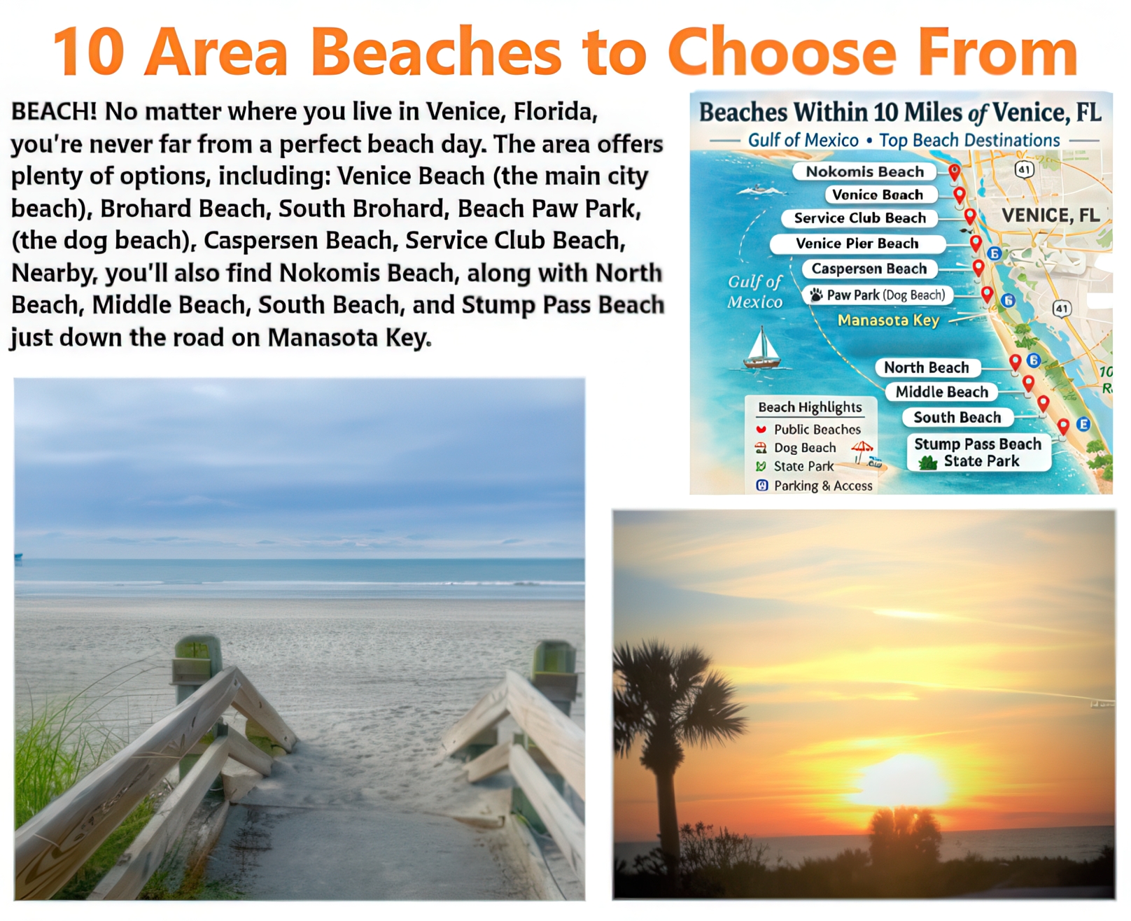A wooden boardwalk leading to a sandy beach with gentle waves and a cloudy sky.