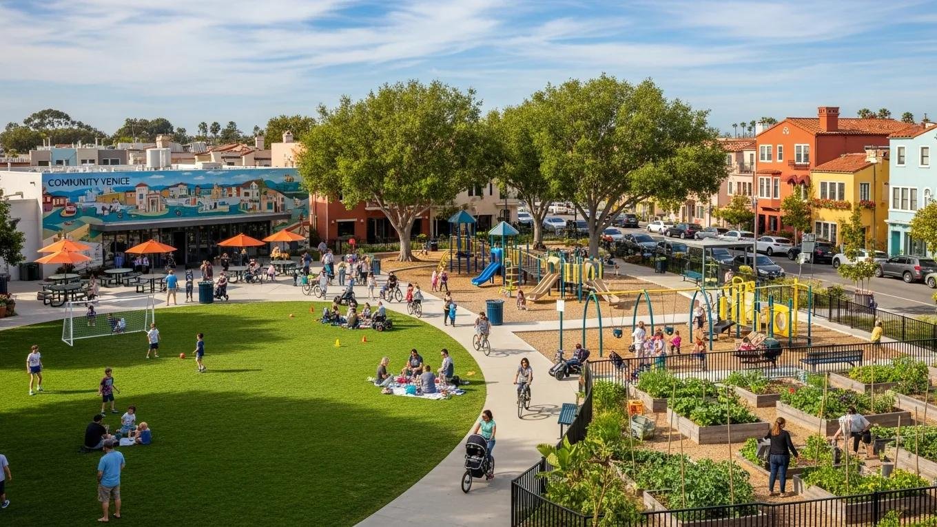 Family-friendly Venice neighborhood with park and community spaces