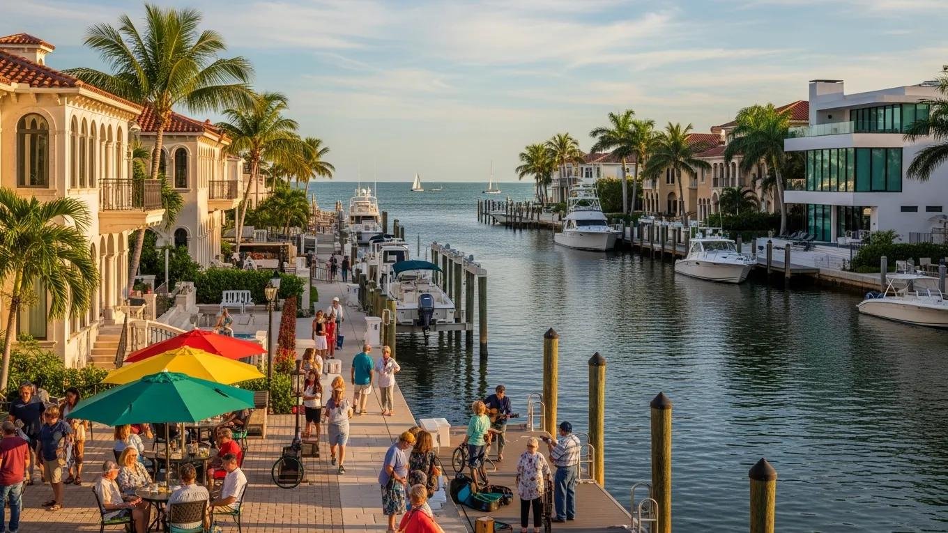 Coastal waterfront properties in Venice, Florida — luxury homes and vibrant community life